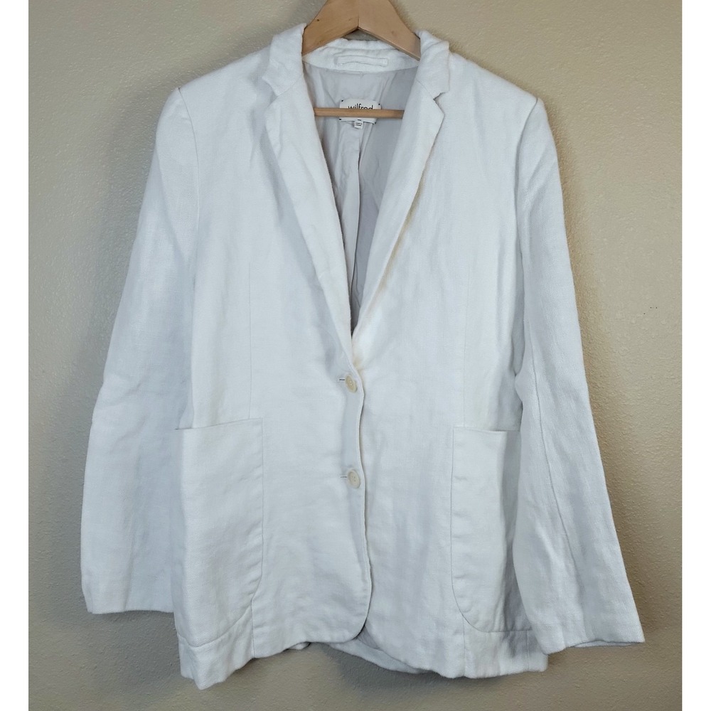 Wilfred Aritzia 100% Linen Blazer Women Ten Coastal Gray Jacket Pockets